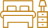 it's a yellow vector of luxury rooms which has a bed & desk with lamp on it